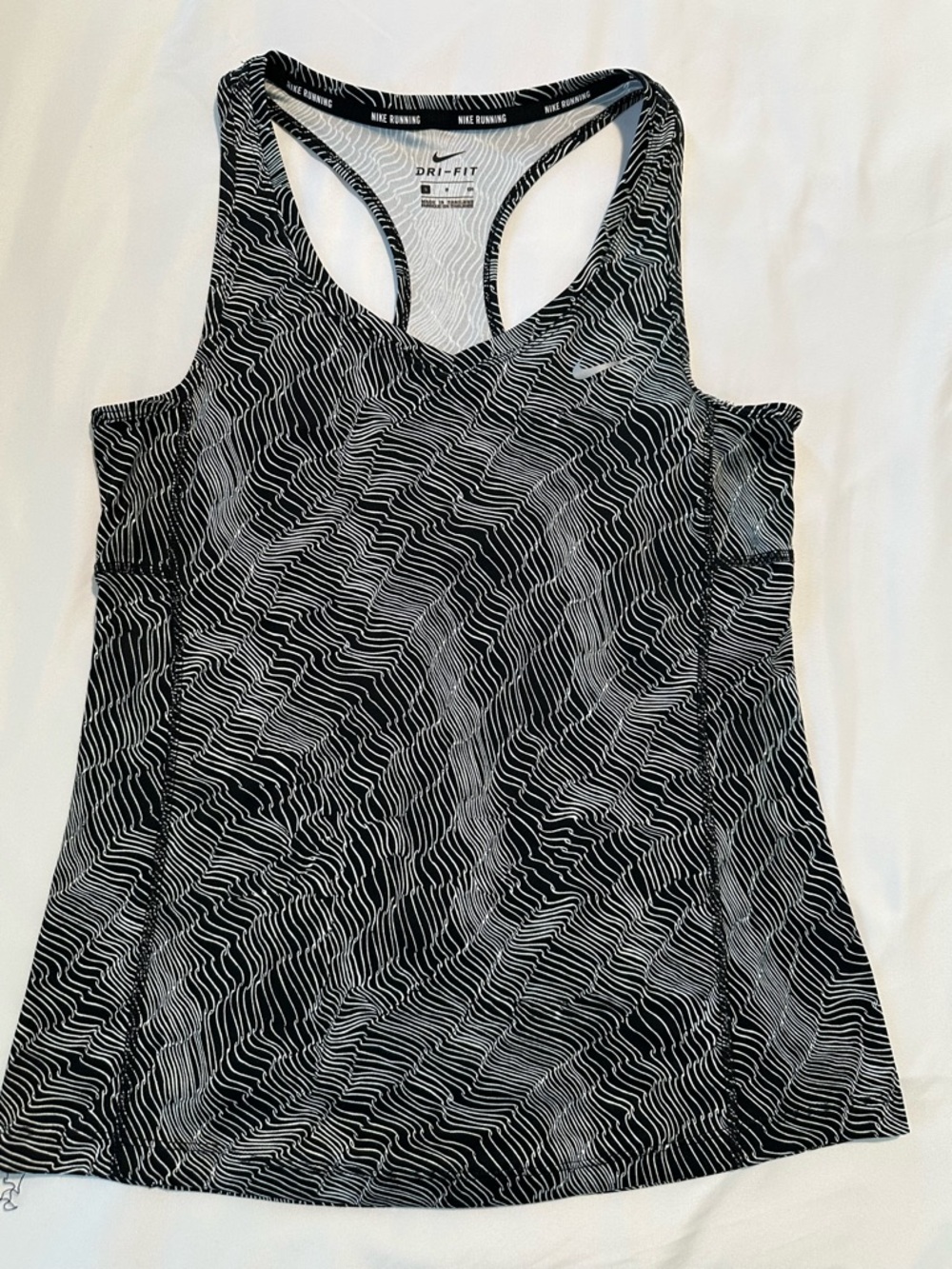 Nike Black & White Wavy-Print Dri-FIT Racerback Tank